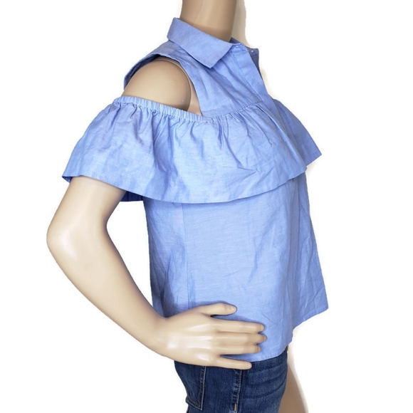 A.N.A small cold shoulder collared ruffle shirt - Picture 4 of 5
